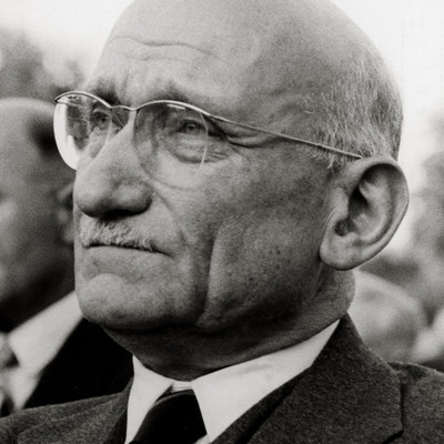 Robert Schuman, Präsident des Europäischen Parlaments von 1958 bis 1960, geboren am 29. Juni 1886, gestorben am 4. September 1963.